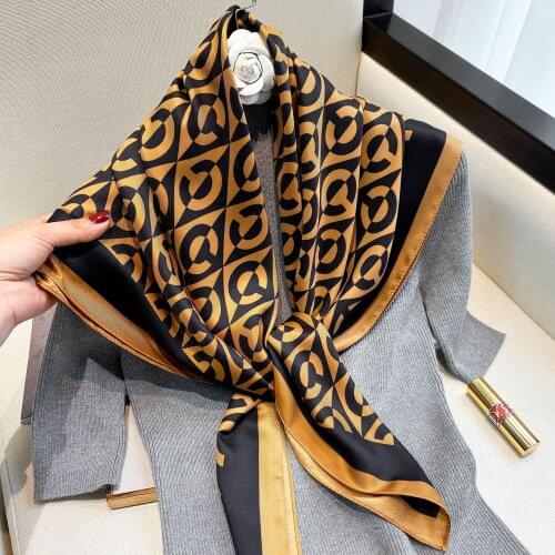 2021 New Style Spring And Summer Luxury Soft Print Silk Muffler Women Fashion Gift Hijab Lady Shawl Large Size Beach Kerchief