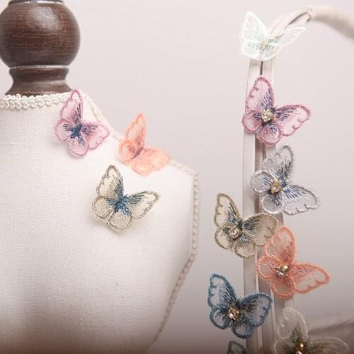 4PCS/Lot 3D Stereoscopic Butterfly Patches Lace Fabric Embroidery Headwear DIY Clothing Sewing Supplies Decorate Accessories