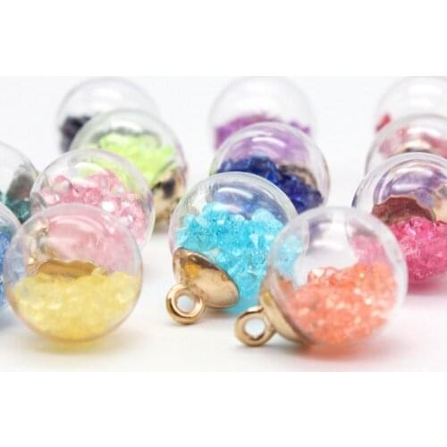 10pcs 15.5mm Glass Ball Colored Naked Diamond Korean Acrylic Pendant Christmas Ornament Party DIY Earring Handmade Material