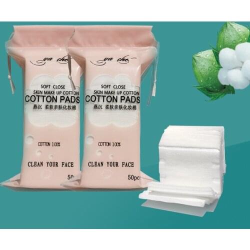 50 Pieces of Makeup Remover with Double-sided Crimping Cotton Disposable Wet Cotton Makeup Remover Bag