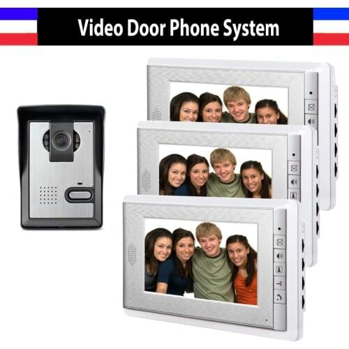 7 Inch Monitor Video Door Phone Intercom Doorbell System Video Doorbell interPhone kit 1-Camera 3-Monitor