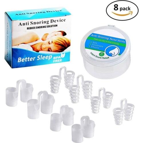 8pcs Stop Snoring Nose Vents Clip Anti Snore Sleep Apnea Nasal Dilators Device Silicone Mini Snoring Clip