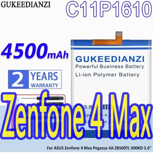 High Capacity GUKEEDIANZI Battery C11P1610 4500mAh For ASUS Zenfone 4 Max Zenfone4 max Pegasus 4A ZB500TL X00KD 5.0"