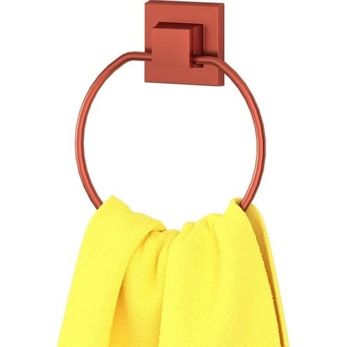 Teknotel Drilling Screw Drill! Easyfıx Sticky Round Towel Ring Copper EF235