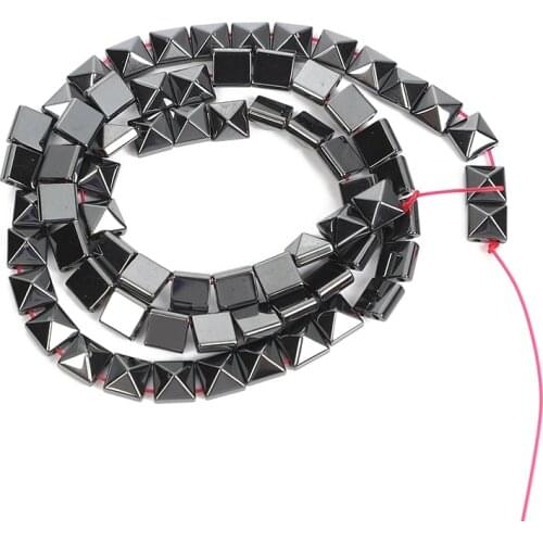 6 8mm Double Hole Pyramid Black Hematite Natural Stone Bead For Jewelry Making DIY Loose Space Beads Necklace Bracelet Handmade