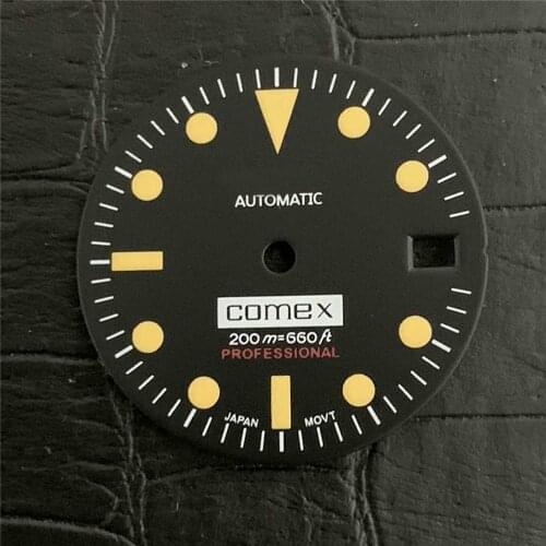28.5MM Watch Dial Green Luminous Dial with Calendar for NH35/NH36 Watch Movement Repair Part(With Logo)