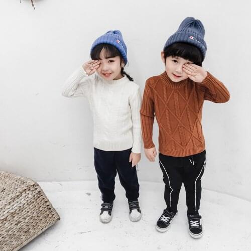 Childrens Sweaters 2019 Fashion New Boys and Girls Solid Turtleneck Knitting Clothing Kids Warm Pullovers Sweaters Girl Tops