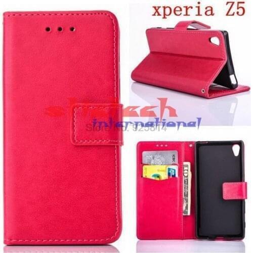 By dhl or ems 200pcs Protect cover case for Sony Z5 mini TPU leather case with card slot& kickstand for Sony Z5