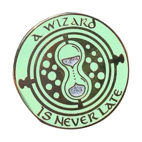 Witchcraft Hallows Button Brooch Time Hourglass Enamel Pin always arriving precisely when you mean to