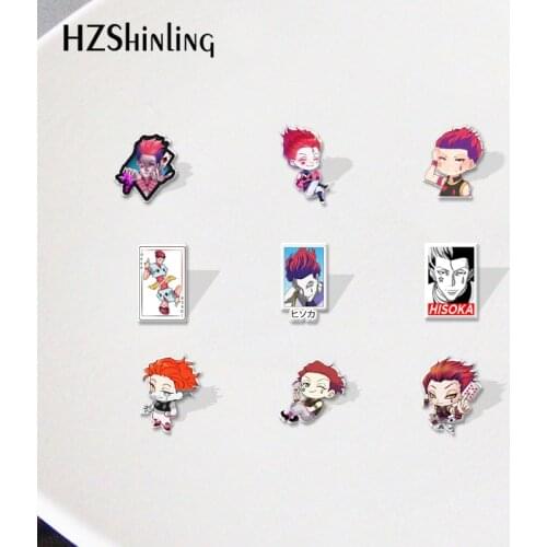Hunter xHunter Cartoon Anime Hisoka Joker Star Drop Acrylic Lapel Pins Badge Resin Epoxy Jewelry Accessories
