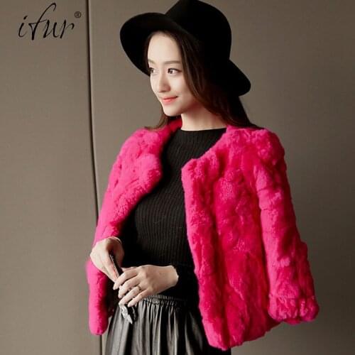 IFUR 2021 Lady winter natural rex rabbit fur jacket lovely girl fashion real rex rabbit fur coat soft brand fur clothing CRJ011