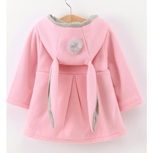 Baby Kid Girls Jackets Rabbit Ear Spring Autumn Cotton Winter Outerwear Children Hooded Coats 1 2 3 4 5 Year old Toddler Clothes