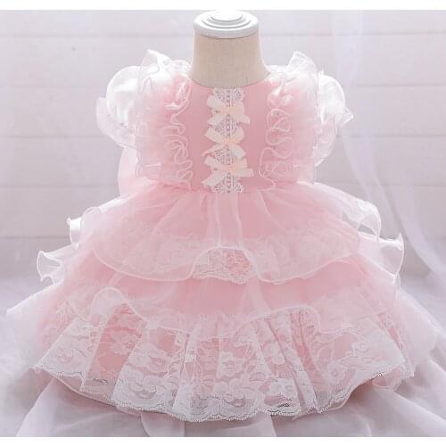 Lolita Baby Girls Lace Tutu Dress for Toddler Princess First Birthday Dress for Girl Baby Lovley Kids Clothing