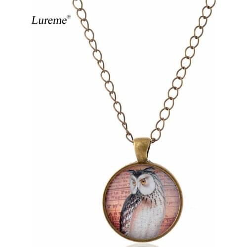 Lureme Retro Glass Time Gem Bronze Chain Pendant Necklace for Women and Grils Gift (nl005891)