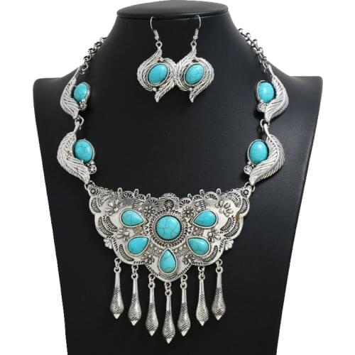 LZHLQ 2020 Necklace Colar Vintage Bohemian Ethnic Choker Maxi Statement Necklace Women Jewelry Sets