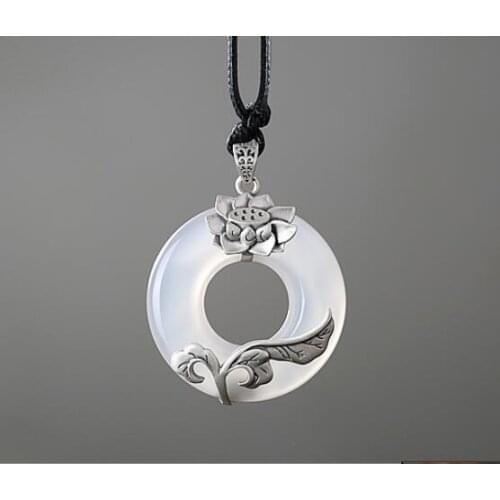 Small silversmith sweater chain sterling silver chalcedony autumn and winter female 925 silver pendant necklace pendant sweater