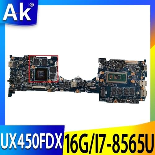 UX450FDX motherboard For ASUS UX450FDX UX450FD UX450F laptop mainboard mainboard tested W/ 16G/I7-8565U (V4G) GPU