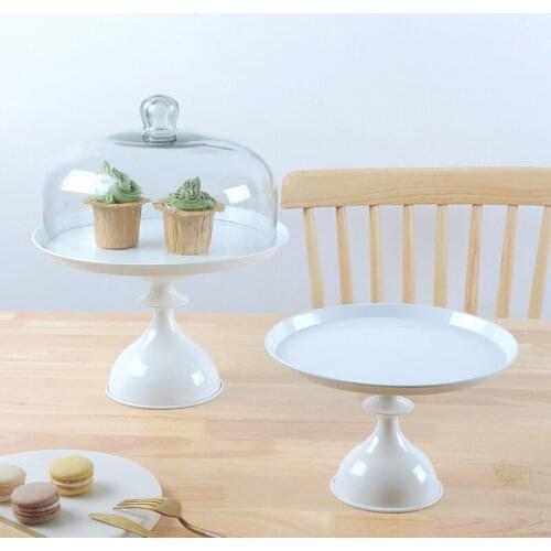 White Gold Metal Cake Stands High Feet S M Cupcake Plates Dinnerware Dessert Display Holder Wedding Birthday Cake Tray