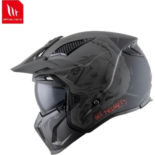 Original MT Motorcycle Helmet Men Women Streetfighter Motocross Helmet Full Face Off-Road Helmet Moto Accessories Black Night