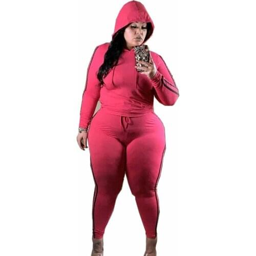 Fall Winter Casual Two Piece Set Hoodie Long Sleeve Tops and Pants 2 Piece Set Sport Female Workout Tracksuits Plus Size 4XL 5XL