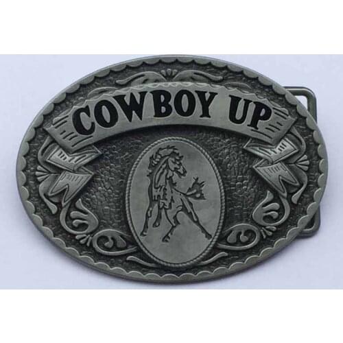 Oval Desgin CowBoy Up Belt Buckle