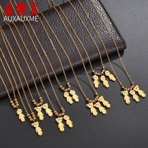 Auxauxme Custom Can Choose Baby Girl Boy Necklace Engraved Name Birthday Stainless Steel Personalized Necklaces For Family Gifts