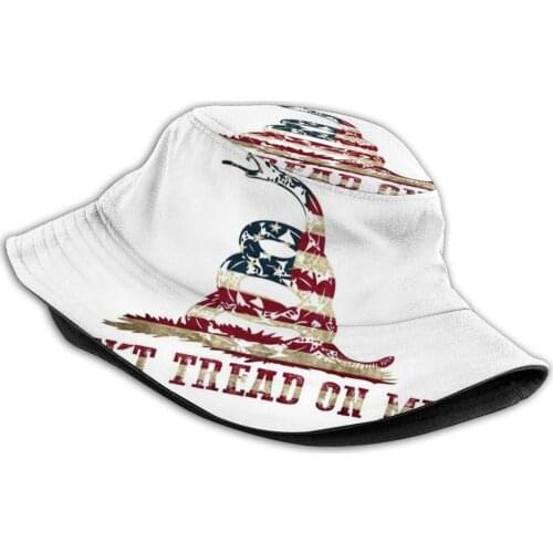 Print Bucket Hats Sun Cap Snake Dont Tread On Me Usa American Flag Patriot Second Amendment Nra 2A Gun Rights