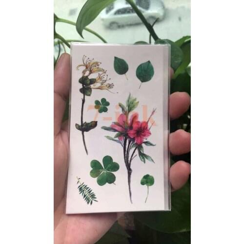 Water Transfer fake tattoo color Clover flower tatto Waterproof Temporary flash tatoo for woman gril 10.5*6cm