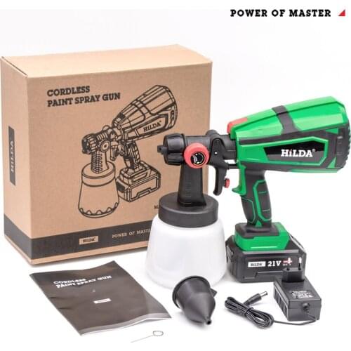 21v High Power Electric Spray Gun 1000ml Large Capacity 2.5mm HVLP Household Paint Sprayer Flow Control Airbrush Easy Spraying