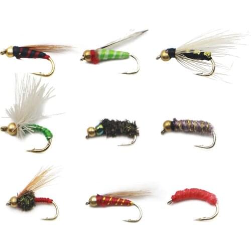 1PCs Realistic Nymph Scud Fly for Trout Fishing Fly Tying Artificial Lure Baits Brass Bead Head Fast Sinking Nymph Scud