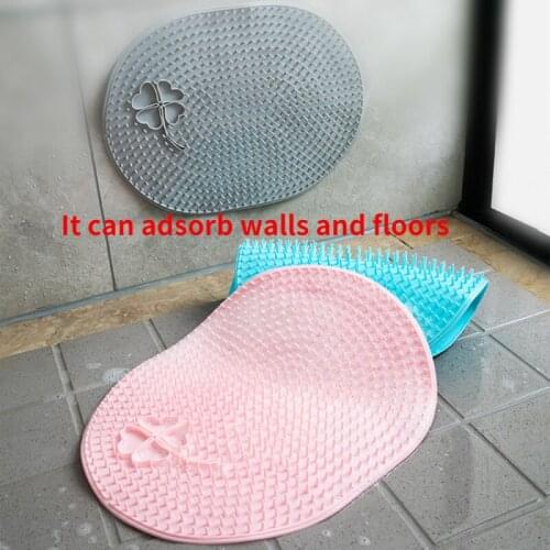 Silicone Lazy Person Rubs Back Bathroom Clean Bath Brush Back Massage Suction Cup Wipe Back Pad Stick Wall Rub Foot Dirt