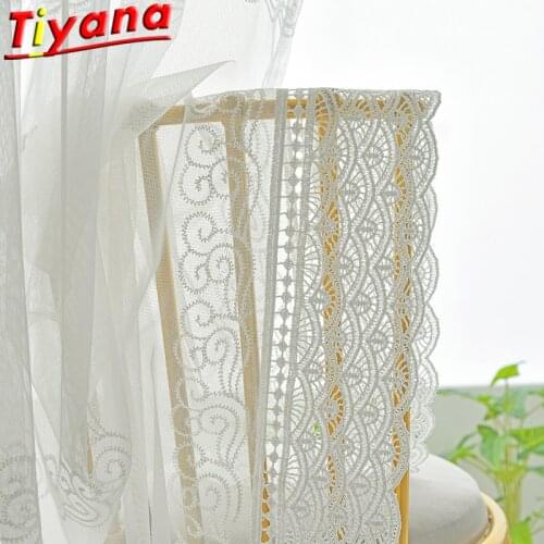 Chinese Style Grey/White Clouds Embroidered Tulle Curtains for Living Room Cloud Sheer Yarn for Kitchen Balcony #VT