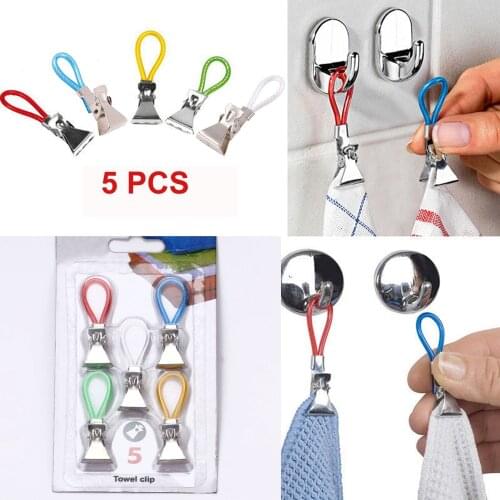 5Pcs Towel Holder Wall Hanger Purse Waterproof Metal Bag Hanger Hook Bag Hanging Clips Kitchen Bathroom Accessories Hook