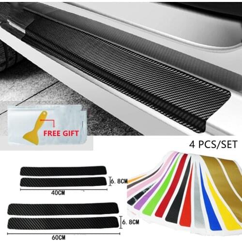 Car Bumper Lip Door Sill Protector Protective Styling Mouldings Car Stickers Carbon Fiber Rubber Moulding Strip Cardoor Protect