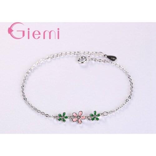 Minimalism Exquisite Elegant Shiny Three Flowers 925 Sterling Silver Bracelet for Women Wedding Jewelry Gift Fast Shipping