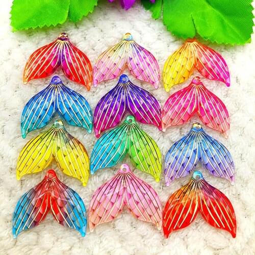 10PCS /lot 25*30mm DIY Jewelry Accessories Mermaid Fish Scales Tail Resin Wedding &Mermaid Exhibition Crafts Accessories