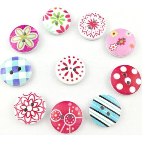 10Pcs Newest Butons Mixed Multicolor 2 Holes Wood Sewing Button Scrapbooking Craft 15mm Decorative Buttons DIY NK021
