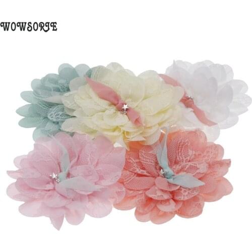 10cm baby Korea DIY Flower Accessory without headband No Cilps Girls Handmade Flowers children hair Accessories 5pcs/lot