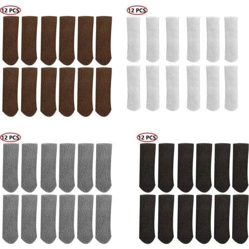 12 Anti Slip Feet Covers Knitted Table Chair Leg Socks Reusable Foot Plug Sheath Legs Protectors Furniture Pads Home Accessories