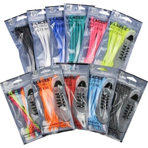 V-tie 14pcs/pack Waterproof silicone shoelace safty shoes accessories round elastic shoelaces no tie sport shoelaces
