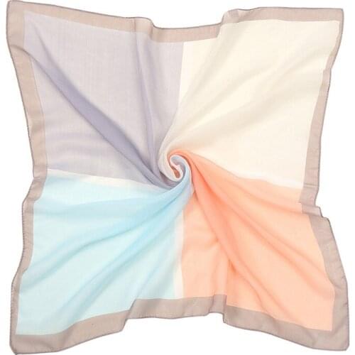 2021 Fashion Women Plain Plaid Square Silk Shawl Scarf Lady Print Soft Wraps Luxury Brand Pashmina Bufandas Muslim Hijab 65*65Cm