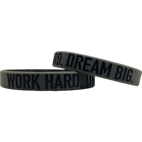 300pcs Motivational WORK HARD DREAM BIG Silicone Bracelets Rubber Wristbands Free Shipping by DHL