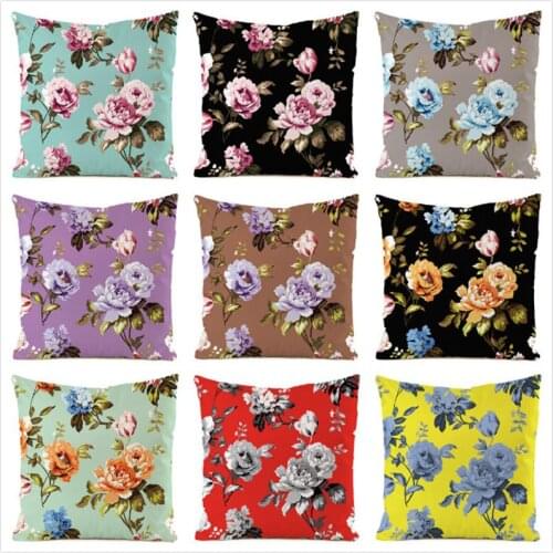 45cm*45cm White Rose Inimitated Silk Fabric Throw Pillow Covers Couch Cushion Cover Home Decorative Pillows Pillow Case