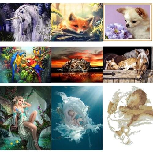 5D DIY painting Unicorn horse Deer with diamond Cross Stitch Diamond Embroidery Home Decor diy full Mosaic round drill 30x35cm