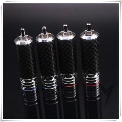 8pcs xssh audio ODM Wholesales HIFI DIY Brass Copper Plating Rhodium Carbon fiber Audio Video RCA jack