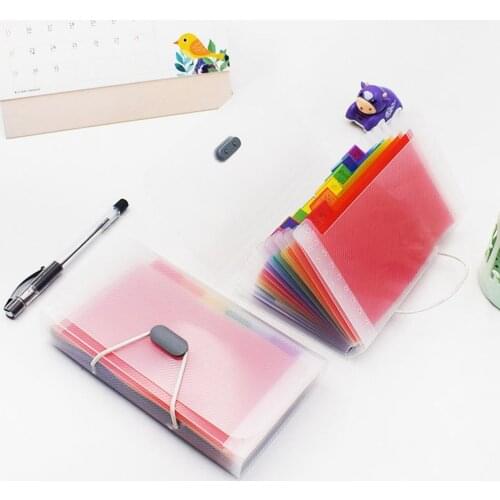 A6 Mini 13 Pockets Portable Storage Clip With Buckle Expanding File Folder Rainbow Document Organiser Multicolor Wallet Case