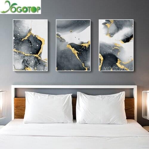 Abstract Golden Black Wall Art Diy 5d Diamond Painting Full puzzle square mosaic Diamond Embroidery 3 piece home decor ML1377