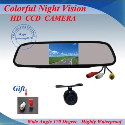 Promotion Car Rear View Camera Back up Camera + 4.3" Mirror monitor+parking assistance Rearview kits Free shipping