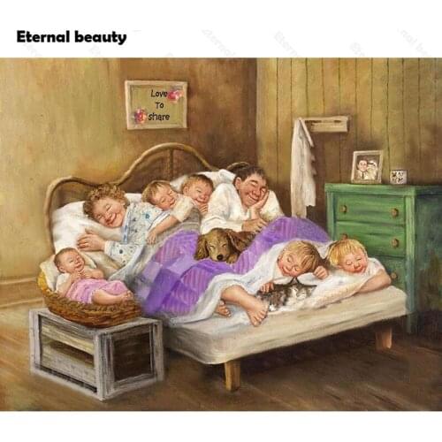 Diamond Painting Sleep Family Full Square Round Drill 5D Diy Portrait Sleeping Diamond Embroidery Cross Stitch Kits Mosaic Decor