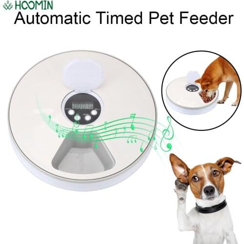 Electric Dry Wet Food Dispenser For Cat Dog 6 Meals 6 Grids With Voice Recorder Round Timing Feeder Pet Automatic Feeder